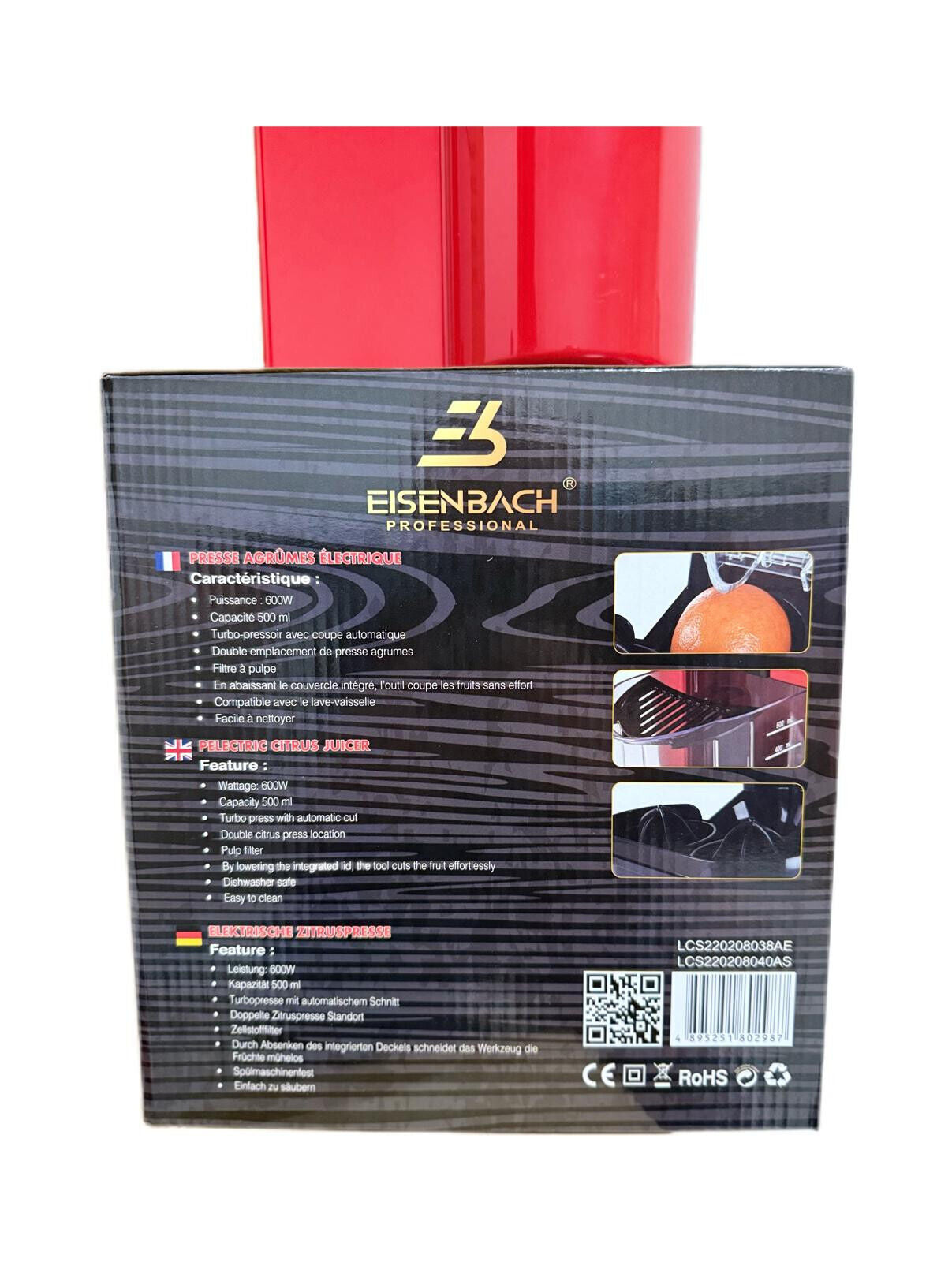 600W Elektrische Dopple Zitruspresse Juicer Fruchtentsafter Orangenpresse 500ML