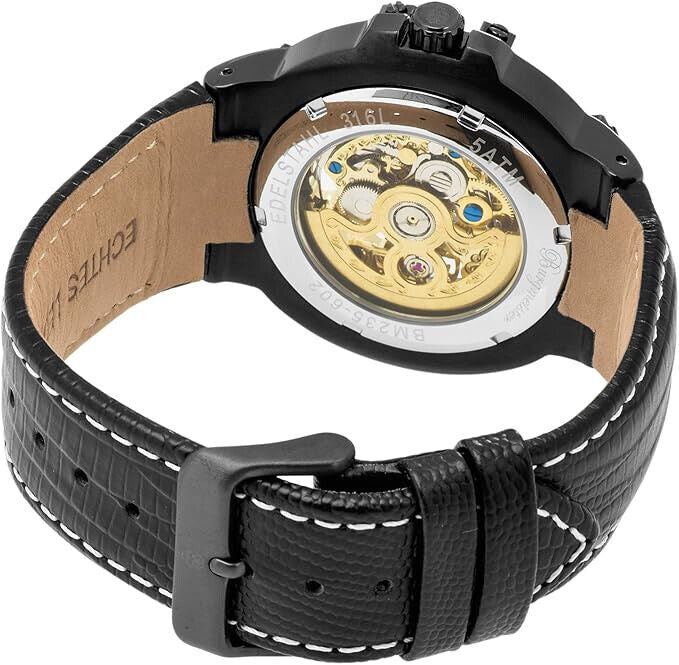 Burgmeister Herren Skeleton AutomatiBurgmeisterk Uhr mit Leder Armband BM235-602
