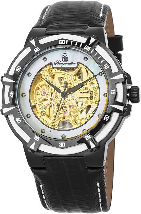 Burgmeister Herren Skeleton AutomatiBurgmeisterk Uhr mit Leder Armband BM235-602