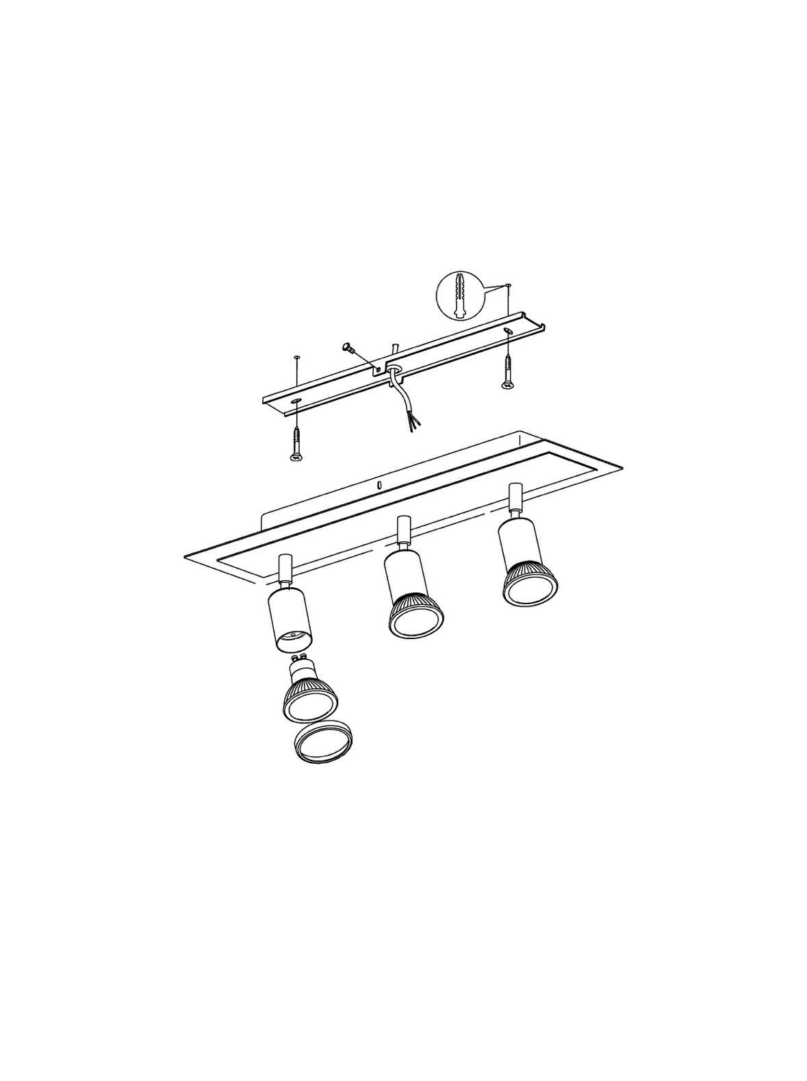 EGLO SARRIA Wand & Deckenspot Balken, 3-flg., GU10, schwarz, chrom