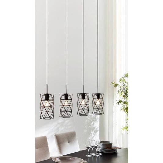 EGLO Estevau Pendelleuchte Hängeleuchte Stahl Draht dunkelbraun 4-flammig, NEU