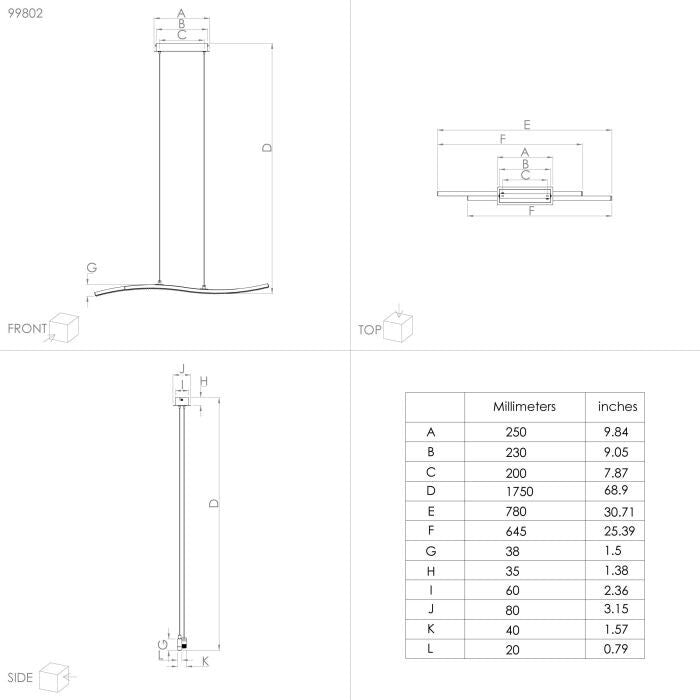 Eglo 99802 LEJIAS LED Hängeleuchte 21,5W 780x80mm Schwarz Transparent warmweiss