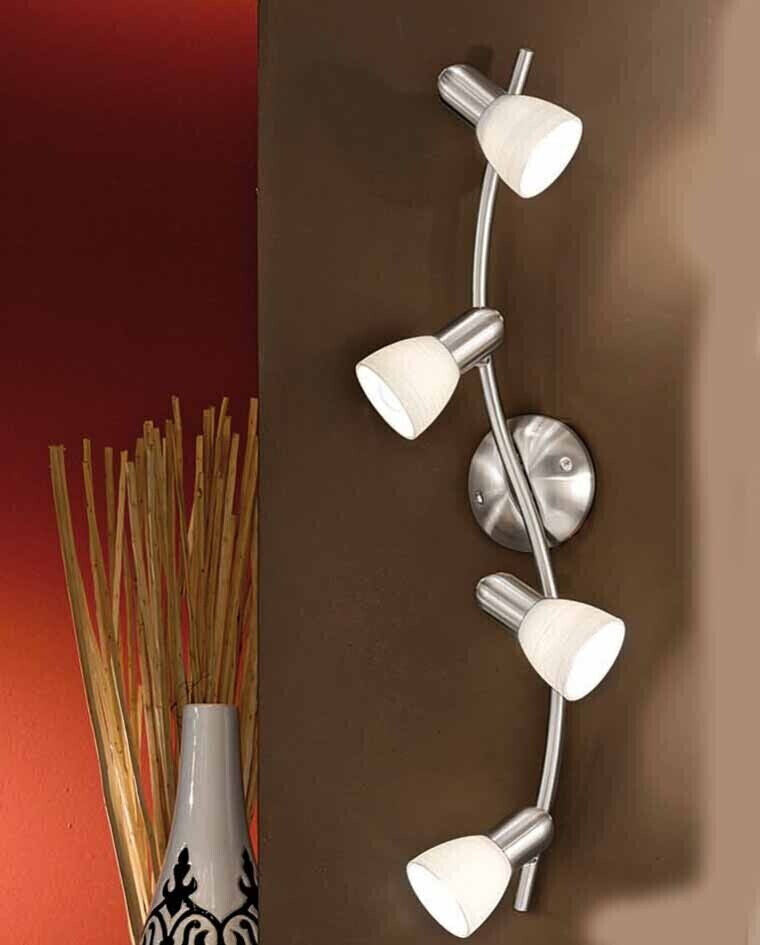 EGLO DAKAR 1 Deckenspot, Welle, 4-flg. E14 nickel-matt, Deckenlampe, Wandlampe