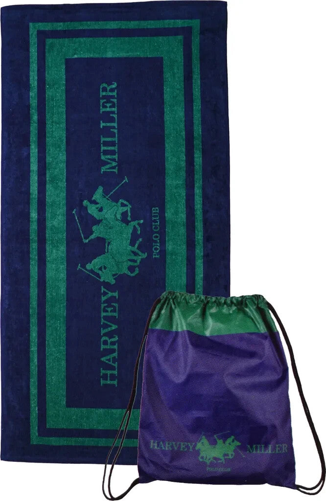 Harvey Miller Polo Club 140 x 70 Strandtuch inkl. Sportbeutel in Rot oder Grün