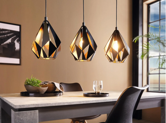 Eglo 3er Pendelleuchte Carlton 1 schwarz-kupfer 80,5 x 20,5 cm E27 Pendelleuchte