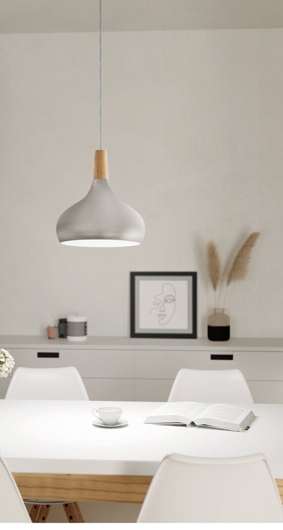 EGLO SABINAR Hängelampe E27 280mm Stahl weiß Holz braun