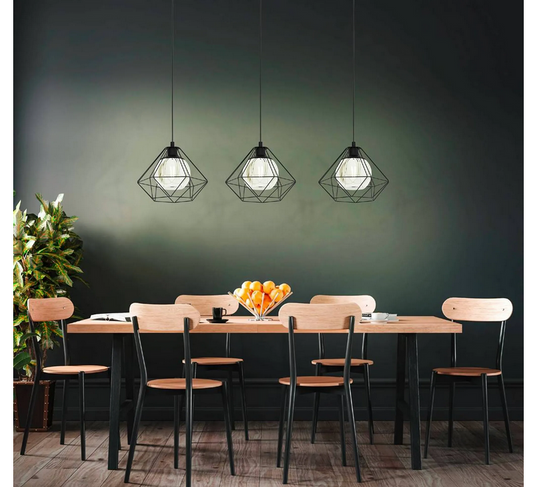 Pendelleuchte 3-flammig HxL 110x114 cm schwarz Glas bedampft schwarz/transparent