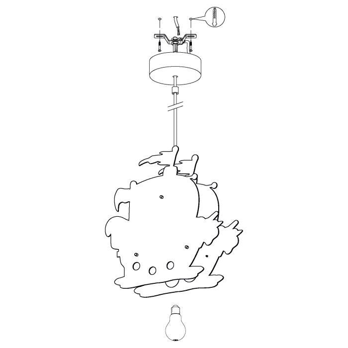 Pendellampe Hängeleuchte Holzlampe Kinderzimmerlampe Piratenschiff bunt H 110 cm