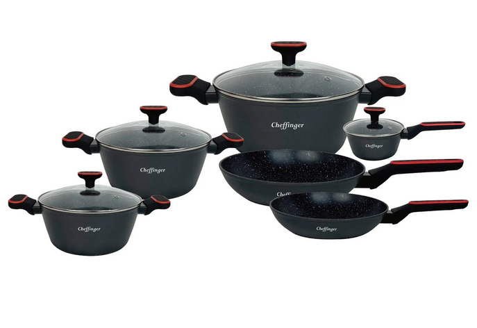 Cheffinger Home Töpfe, Bratpfannen und Kochtopf - 10 Teile MUST HAVE in Küche