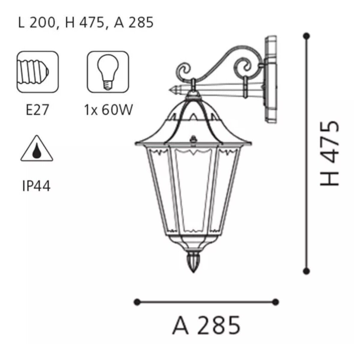 EGLO NAVEDO Außenwandleuchte, 1x E27, IP44, weiss, 93445