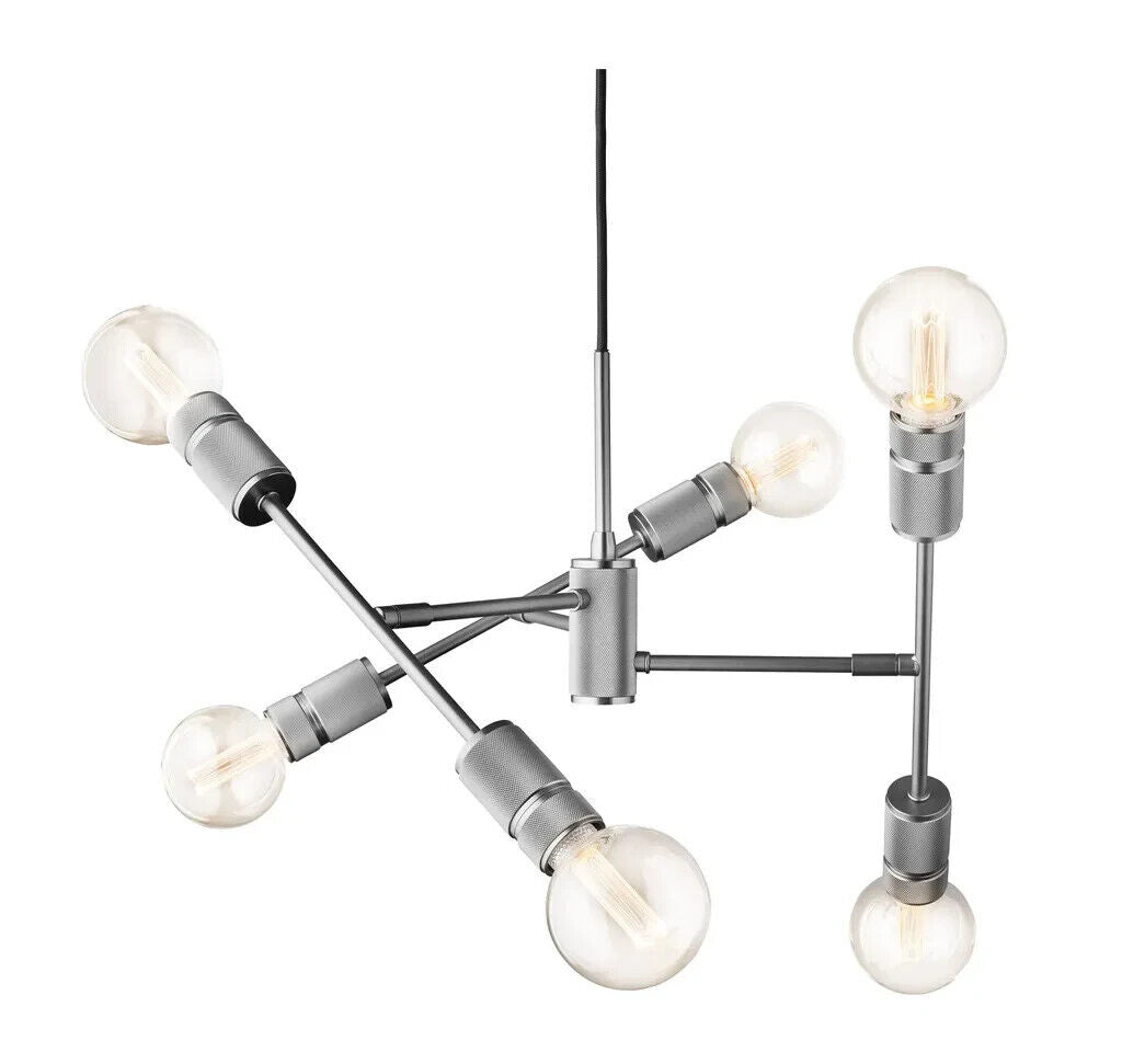 MEGA DEAL! Kronleuchter Halo 6 Lichter Grau Metall Lampe, Disign Lamnpe,UVP 490€
