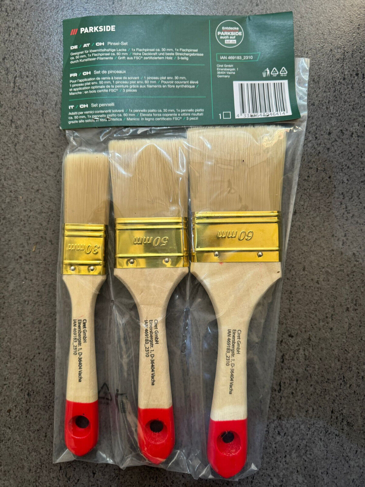 Parkside Pinsel Set - 6 Flachpinsel Streichen Lackieren Lösemittelhaltige Lacke