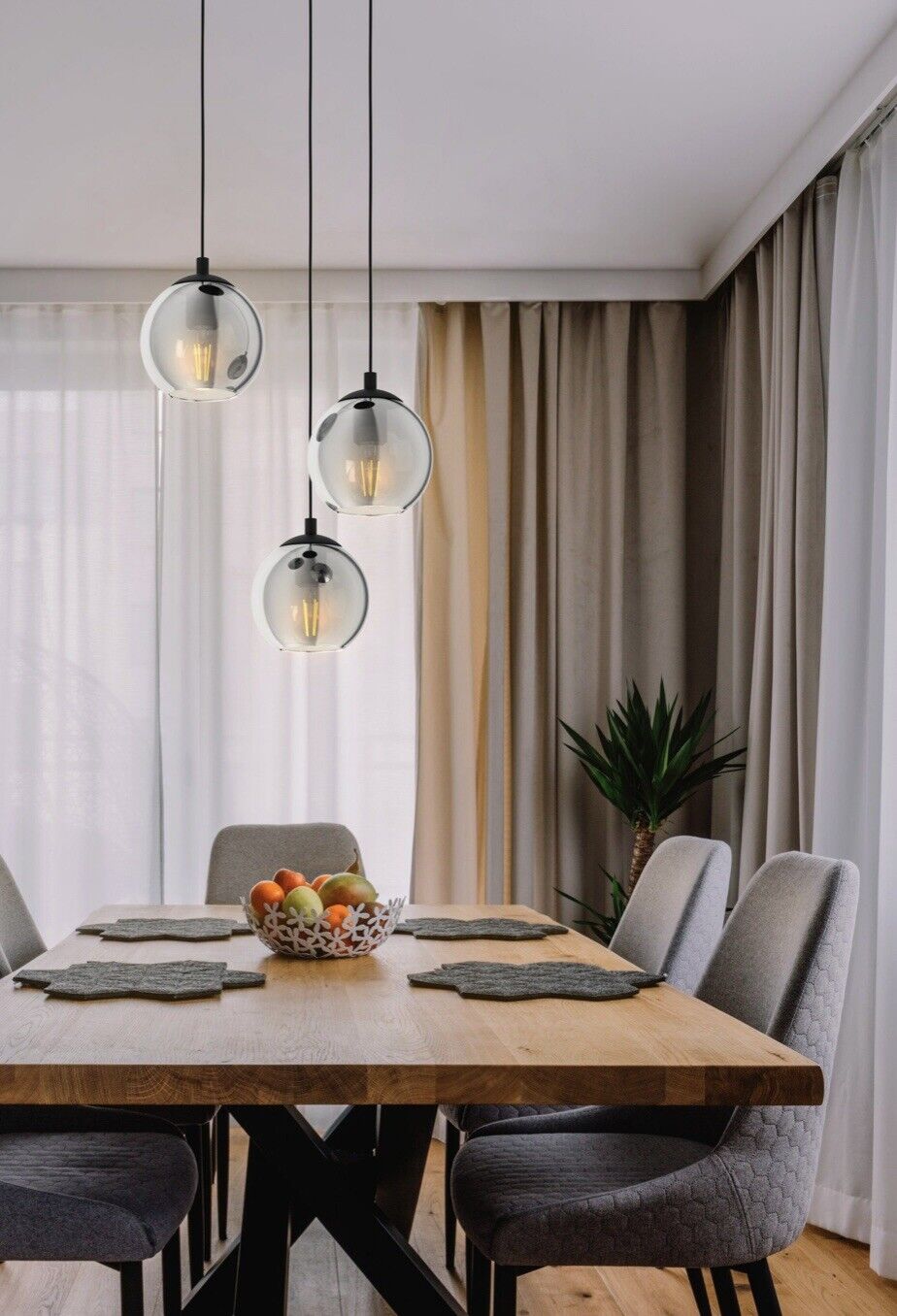 EGLO Pendel Hänge Decken Leuchte Lampe ARISCANI 3flg schwarz E27 110x42,5cm