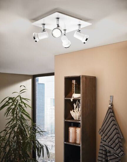 Eglo 31264 TAMARA 1 LED Spot 4x3W Weiss Chrom IP44, NEU, Deckenlampe, Design