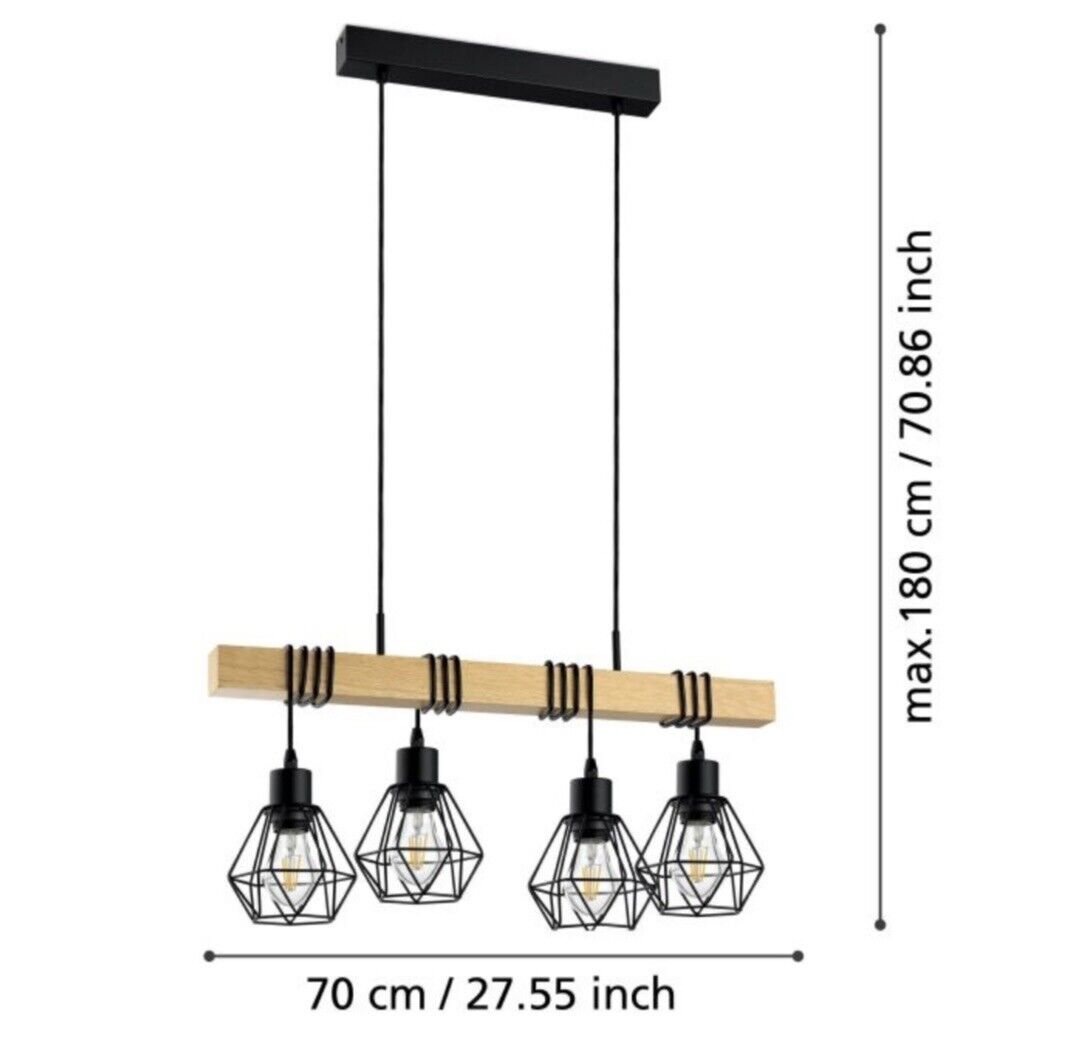 EGLO Townshend 5 Pendelleuchte Hängeleuchte Vintage Industrial Design Stahl Holz