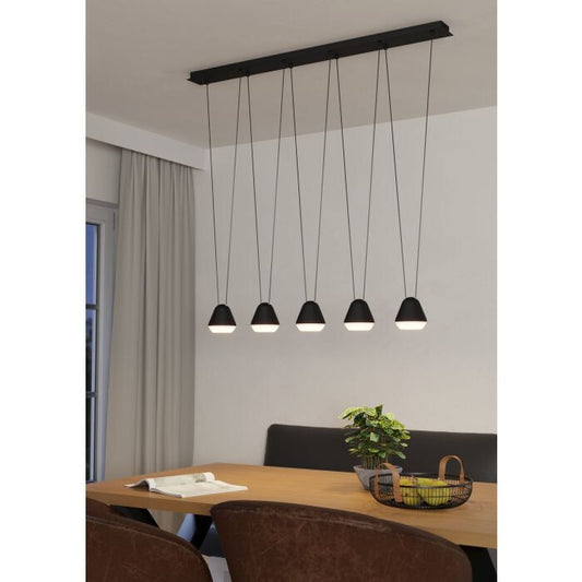 LED Hängelampe Pendelleuchte Esstisch Stahl schwarz Kunststoff klar satiniert