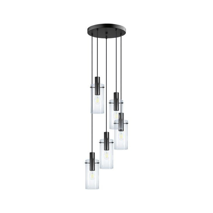 Eglo 97368 MONTEFINO E27 5-fach Hängeleuchte Ø350mm Schwarz Design Lampe NEU