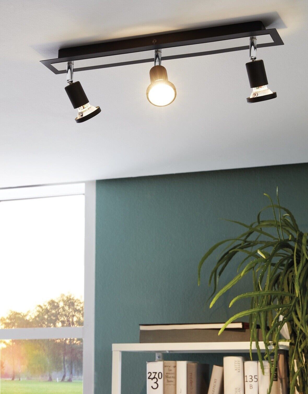 EGLO SARRIA Wand & Deckenspot Balken, 3-flg., GU10, schwarz, chrom