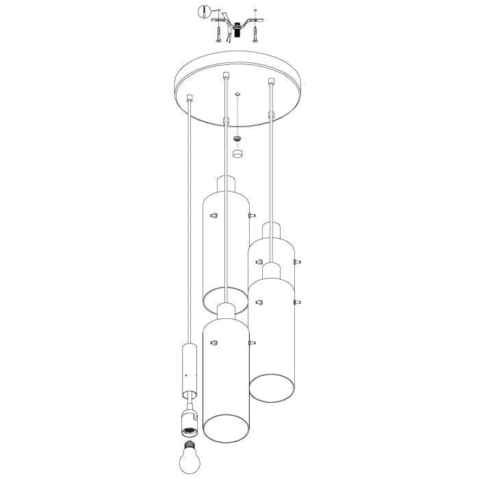 Eglo 97368 MONTEFINO E27 5-fach Hängeleuchte Ø350mm Schwarz Design Lampe NEU