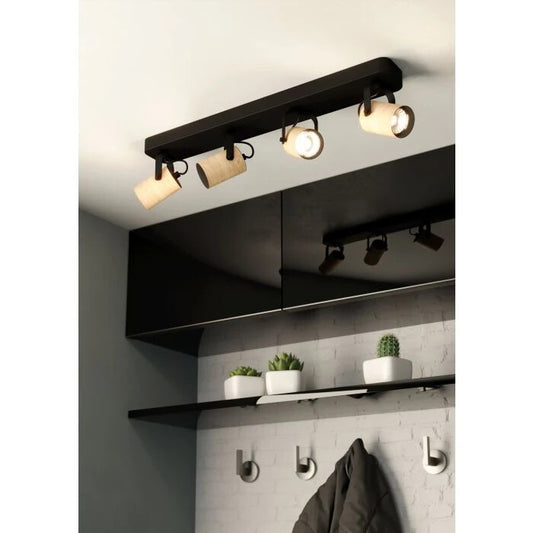 Eglo 900438 CAYUCA LED GU10 4-fach Deckenleuchte 4x3W 580x100mm Schwarz Braun