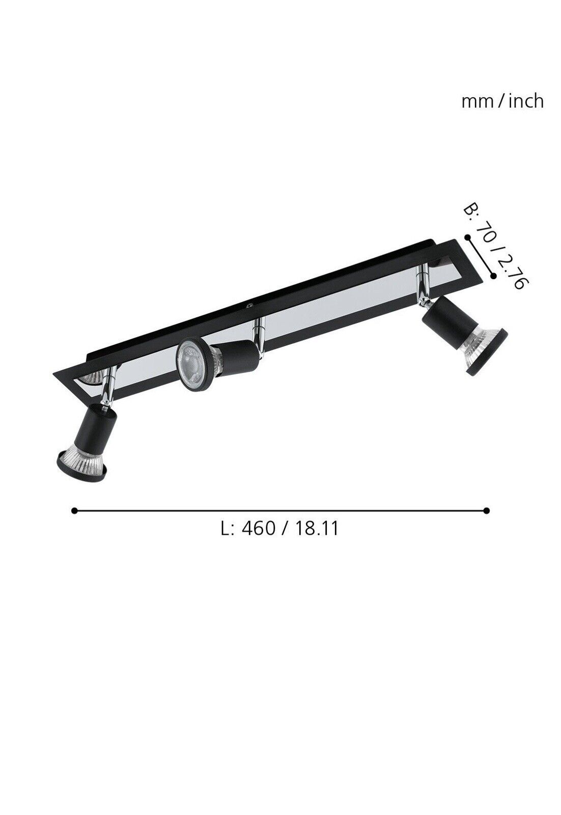 EGLO SARRIA Wand & Deckenspot Balken, 3-flg., GU10, schwarz, chrom