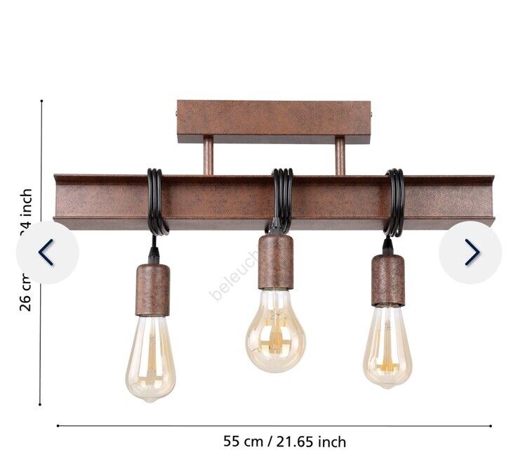 Eglo - Aufsatzkronleuchter 3xE27/60W/230V, 43508, Medbourne, Rustikal, Modisch