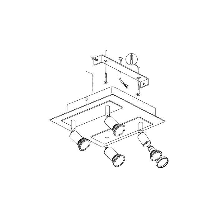 EGLO Wand- u. Deckenleuchten LED QUADRAT/4 GU10 WS/CHR SARRIA L 240xH 260, GU10-