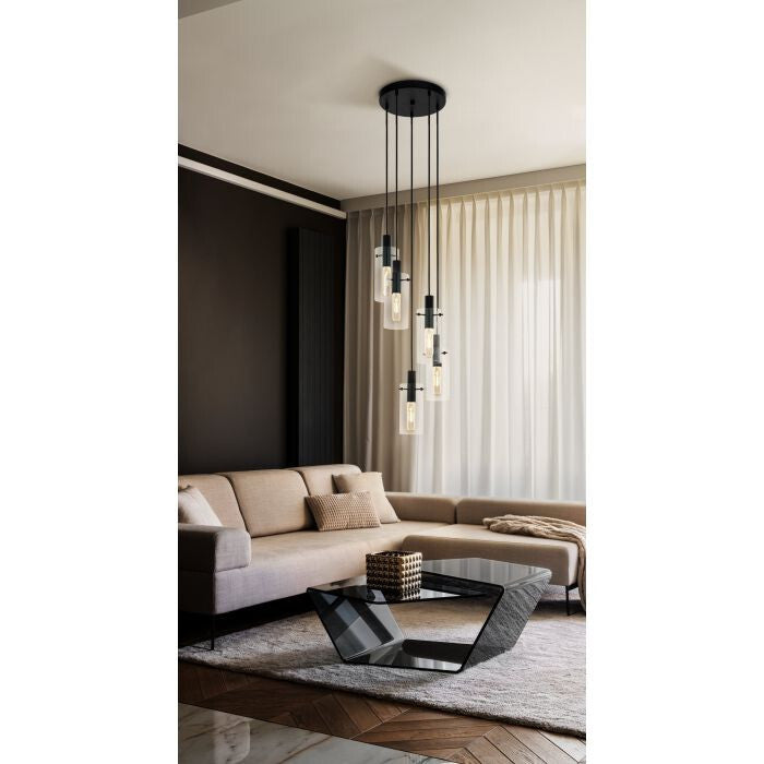 Eglo 97368 MONTEFINO E27 5-fach Hängeleuchte Ø350mm Schwarz Design Lampe NEU