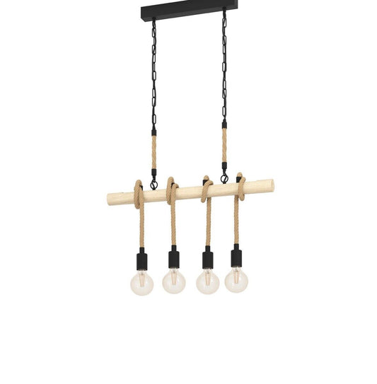 Eglo 43318 YOUNGSTOWN E27 4-fach Hängeleuchte 700x45mm Schwarz Braun