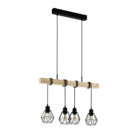 EGLO Townshend 5 Pendelleuchte Hängeleuchte Vintage Industrial Design Stahl Holz