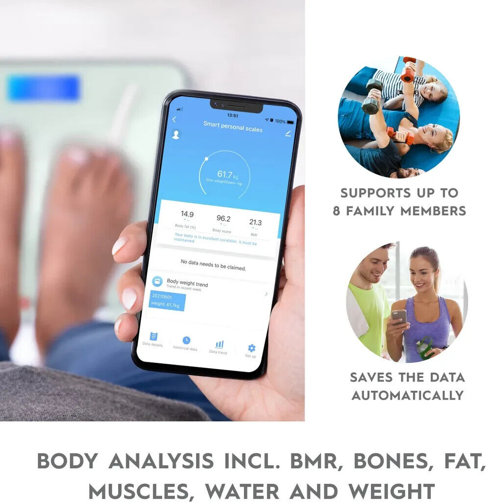 Alpina Smart Home - Intelligente Personenwaage - mit Körperanalyse - inklusive G