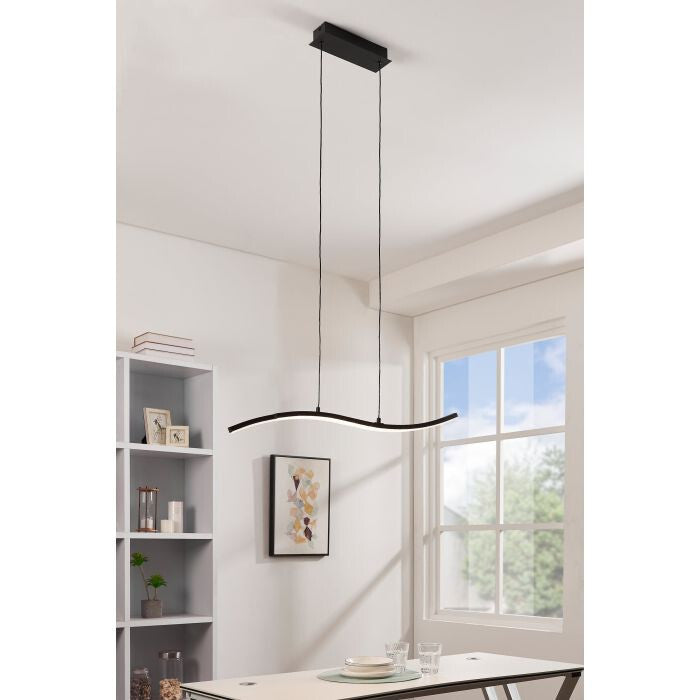 Eglo 99802 LEJIAS LED Hängeleuchte 21,5W 780x80mm Schwarz Transparent warmweiss