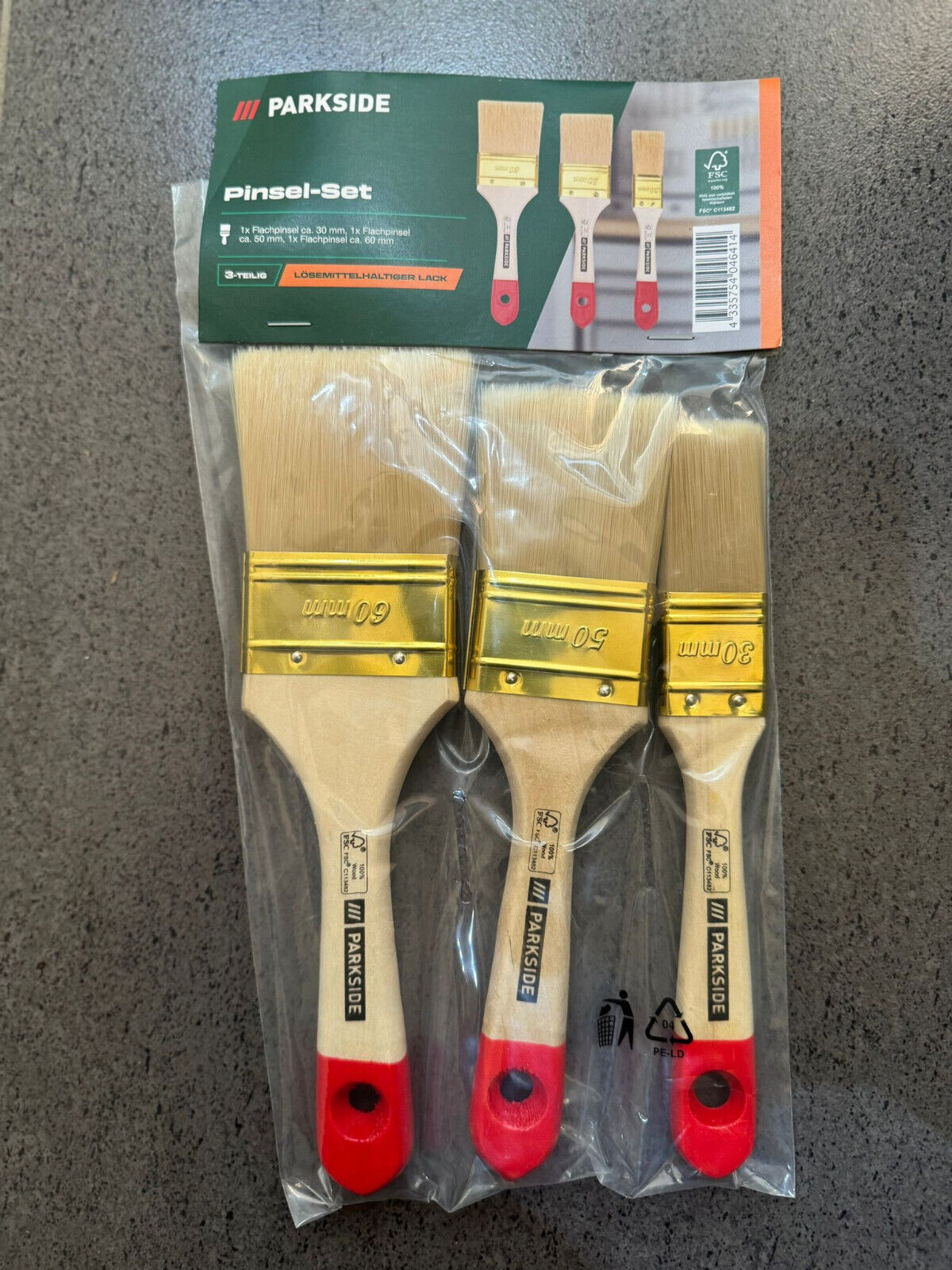 Parkside Pinsel Set - 6 Flachpinsel Streichen Lackieren Lösemittelhaltige Lacke
