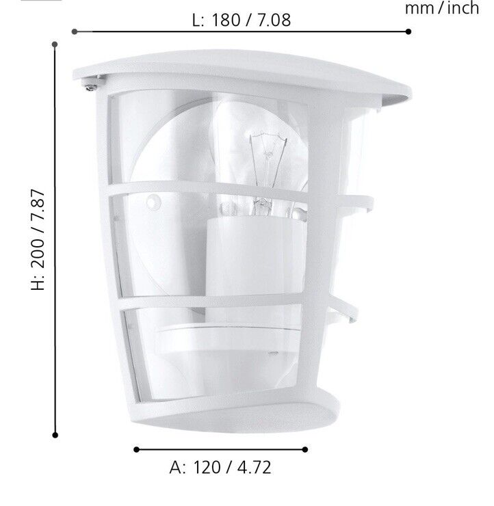 Außenwandleuchte 1-flammig H 22,5 cm weiß, Lampe, Leuchte, Edel, Außen, Neu