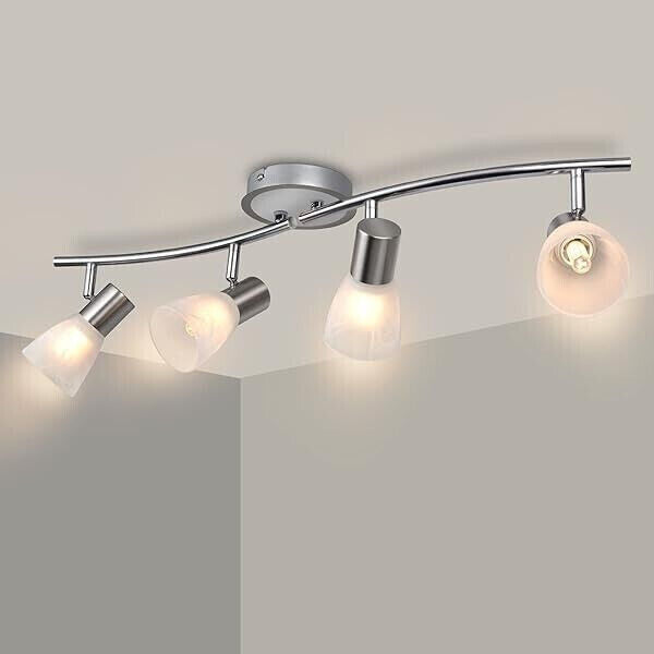 EGLO DAKAR 1 Deckenspot, Welle, 4-flg. E14 nickel-matt, Deckenlampe, Wandlampe