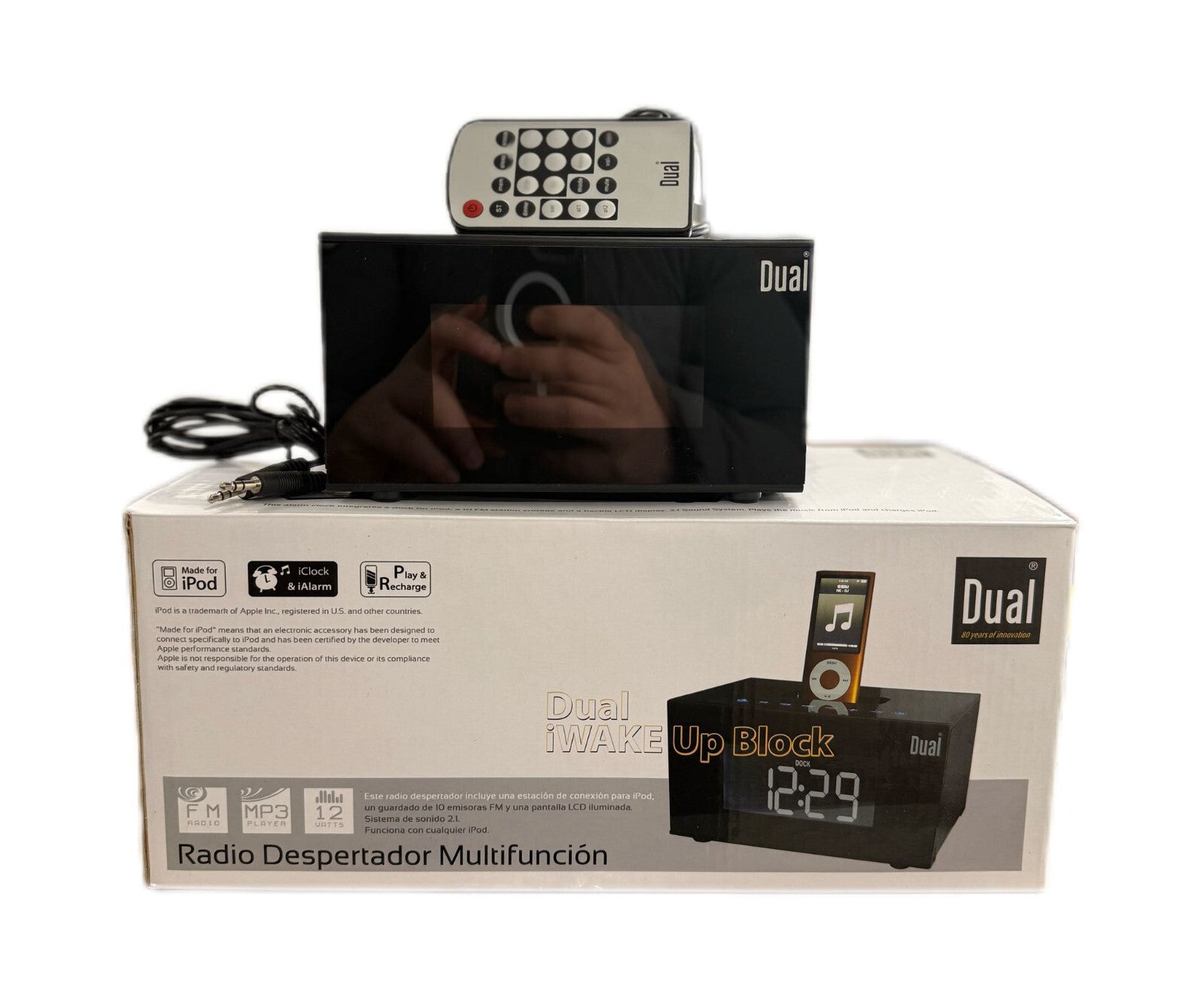 Dual iWake Up Block Radiowecker mit iPod Dock, FM Radio & Fernbedienung NEU OVP!