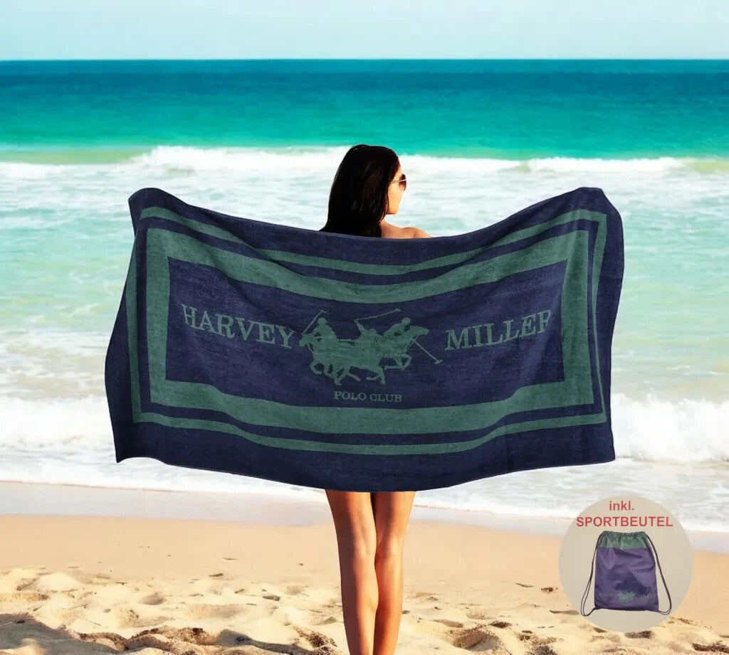 Harvey Miller Polo Club 140 x 70 Strandtuch inkl. Sportbeutel in Rot oder Grün