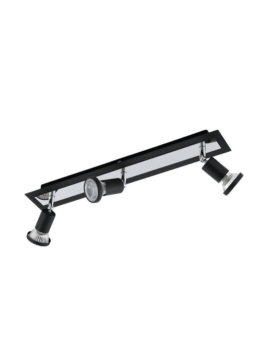 EGLO SARRIA Wand & Deckenspot Balken, 3-flg., GU10, schwarz, chrom