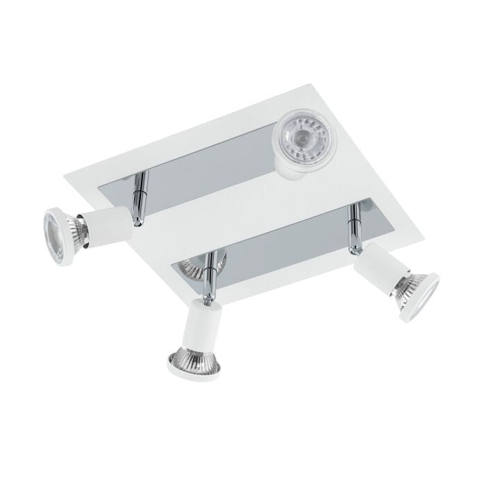 EGLO Wand- u. Deckenleuchten LED QUADRAT/4 GU10 WS/CHR SARRIA L 240xH 260, GU10-