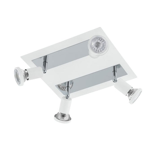 EGLO Wand- u. Deckenleuchten LED QUADRAT/4 GU10 WS/CHR SARRIA L 240xH 260, GU10-