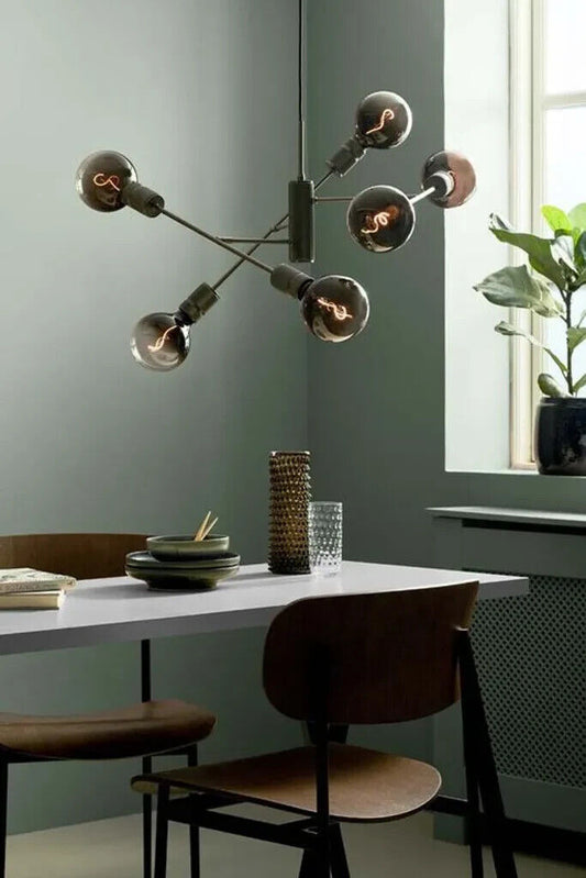 MEGA DEAL! Kronleuchter Halo 6 Lichter Grau Metall Lampe, Disign Lamnpe,UVP 490€