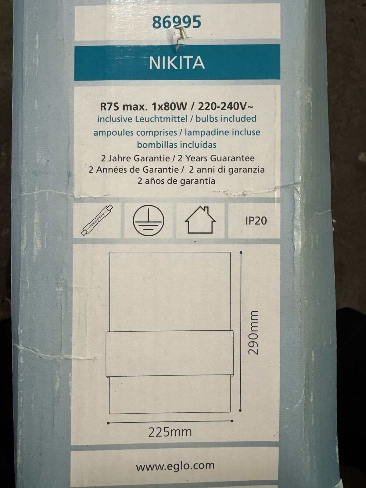 EGLO NIKITA NICKEL MATT, WEISSE WAND-/DECKENLEUCHTE, 225mm - 290mm, Modisch, Neu