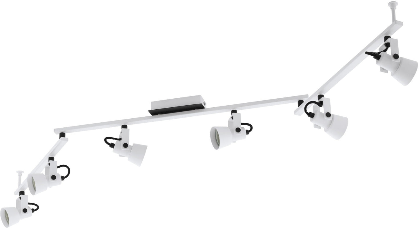 LED Deckenlampe mit 6 Spots Deckenstrahler aus Metall in schwarz und weiß