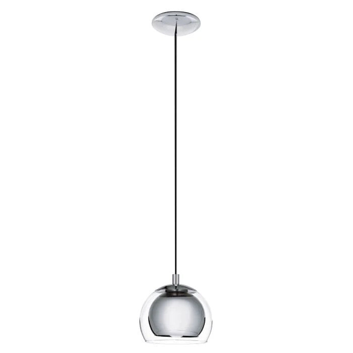 EGLO Pendelleuchte mit kugelförmigen schirm in 1xE27 Chrom Glas, Designo, NEU