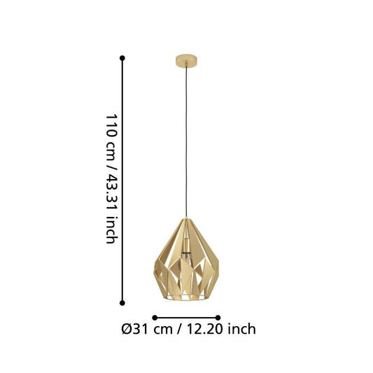 Eglo Hängeleuchte Carlton gold 31 x 110 cm E27  Deckenlampen & Kronleuchter, NEU