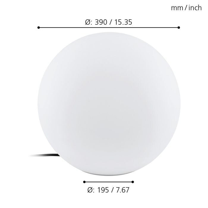 Eglo 98102 MONTEROLO E27 Außen-Stehleuchte Ø390mm Weiss IP65, Kugellampe, NEU
