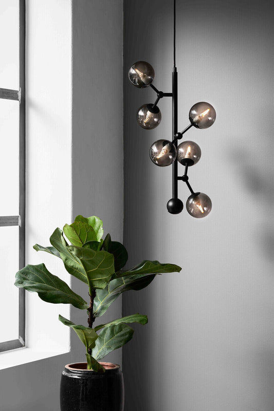 MEGA DEAL!Vertikaler Kronleuchter Atom Glas in Schwarz/Grau Lampe, Design UVP490