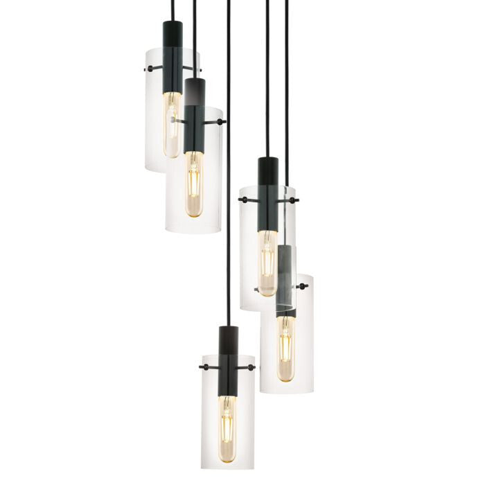Eglo 97368 MONTEFINO E27 5-fach Hängeleuchte Ø350mm Schwarz Design Lampe NEU