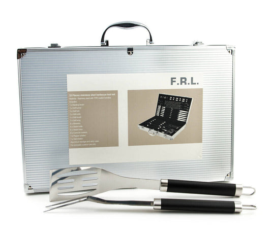 TOP ANGEBOT! F.R.L. 33-teiliges Grill-Werkzeugset im Tragekoffer, Grillbesteck