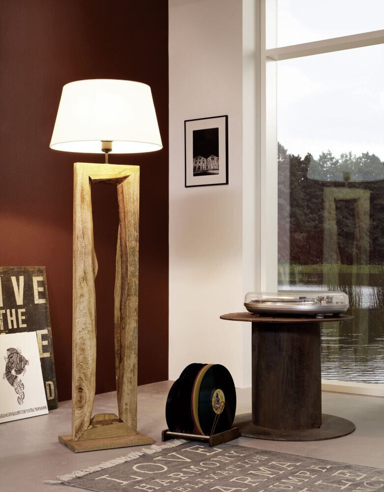 EGLO 49836 Ribadeo Stehleuchte E27 Braun Holz Fußtrittschalter EU Stecker, Disig